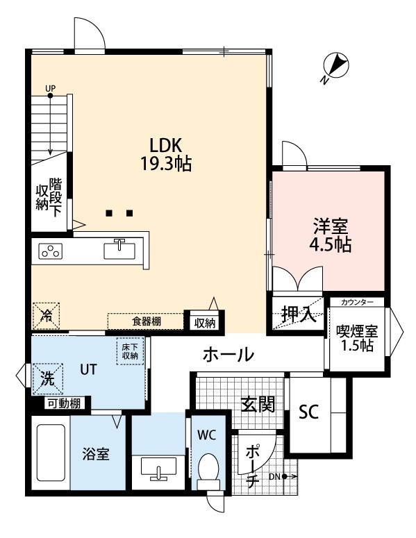 アーキテックプランニング 【2000～2500万円/４LDK/間取り図有】リビングシアターのある住まい。非日常を日常で楽しめインドアライフを満喫の間取り図（4LDK）1階
