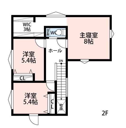 アーキテックプランニング 【2000～2500万円/４LDK間取り図有】展示場に遊びに行ったことがきっかけ、ユニバーサルデザインの住まいが実現の間取り図（4LDK）２階