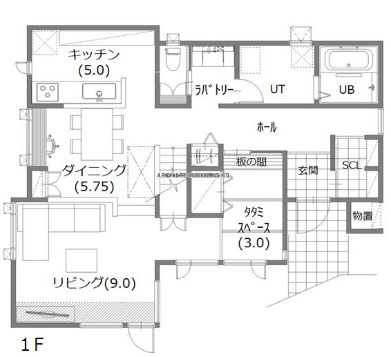 アーキテックプランニング 【2500～3000万円/４LDK間取り図有】北海道生まれの住宅性能に関心、デザインも性能も叶えたマイホームの間取り図（4LDK）1階