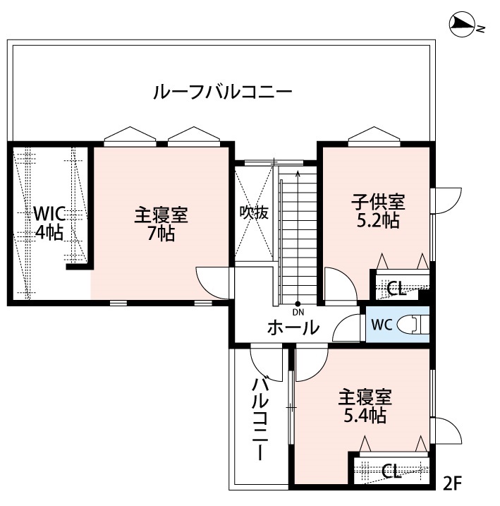 アーキテックプランニング 【2500～3000万円/４LDK間取り図有/2階建て】カフェやホテルの様な上質な空間、リュクスに暮らす夫婦の間取り図（4LDK）2階