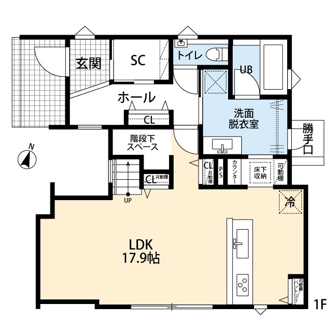 アーキテックプランニング 【2000万円台】印象的な立体凹凸外観デザインやミセスコーナーやペットスペースなど快適空間充実の住まいの間取り図（3LDK）１階