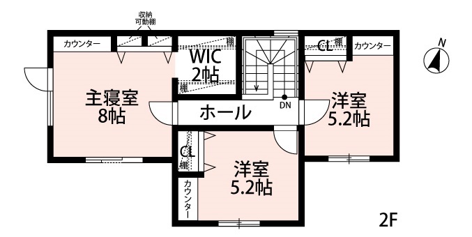 アーキテックプランニング 【2000万円台/間取り図有】性能×デザイン。LDK20帖超で広々、オープンキッチンなどデザインもこだわり快適生活の間取り図（4LDK）2階