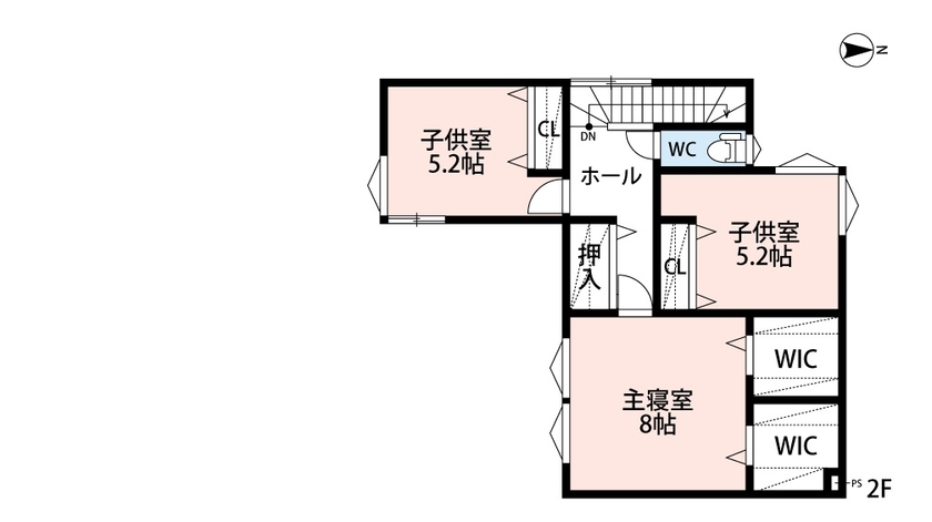 アーキテックプランニング [2000万円台/間取り図有/２階建て]大きな窓とコンクリートテラスで内外の一体感あるインフィニティ空間を実現の間取り図（3LDK）2階