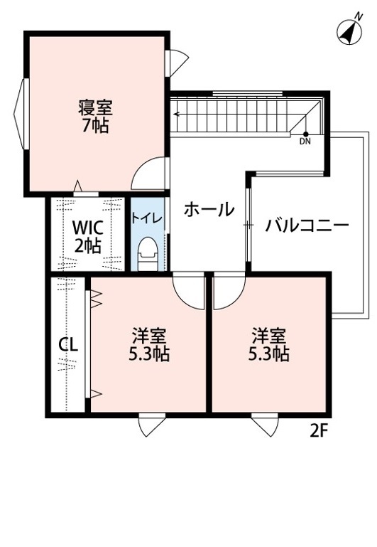 アーキテックプランニング 【2500万円以下/3LDK間取図あり/パントリー/バルコニー】折上天井と広々LDKで開放感のある家の間取り図（3LDK）2階