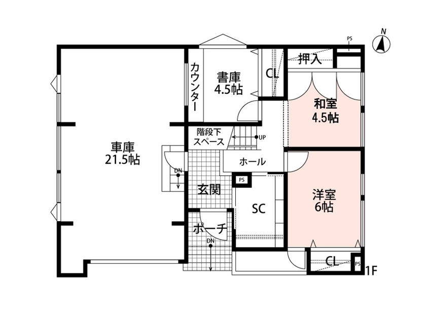 アーキテックプランニング 洗練された大人空間、ホテルライクな内装が美しいラグジュアリーなガレージハウスの間取り図（3LDK+S）1階