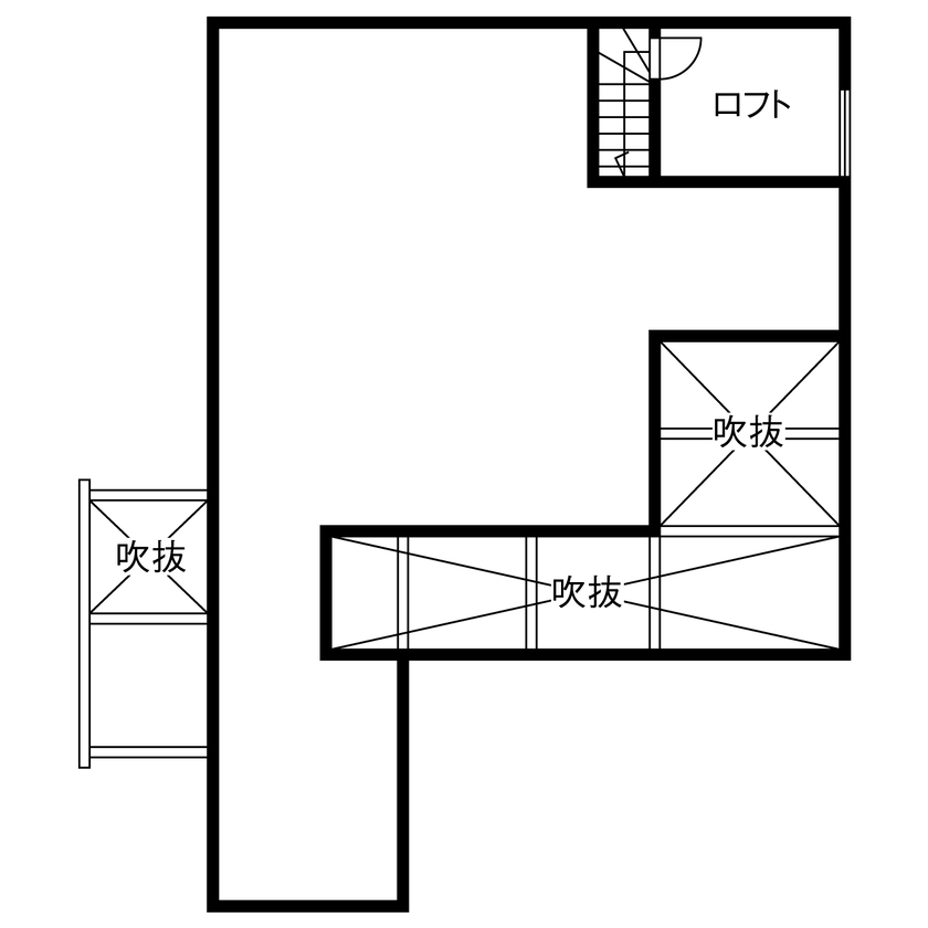 マッケンジーハウス(厚木・平塚・秦野) 【小田原市／平屋／ペット／土間】ワンちゃんとの暮らしも楽しむ、日常と非日常の間（あいわ）の家の間取り図（1LDK+ロフト+WIC+SIC）ロフト