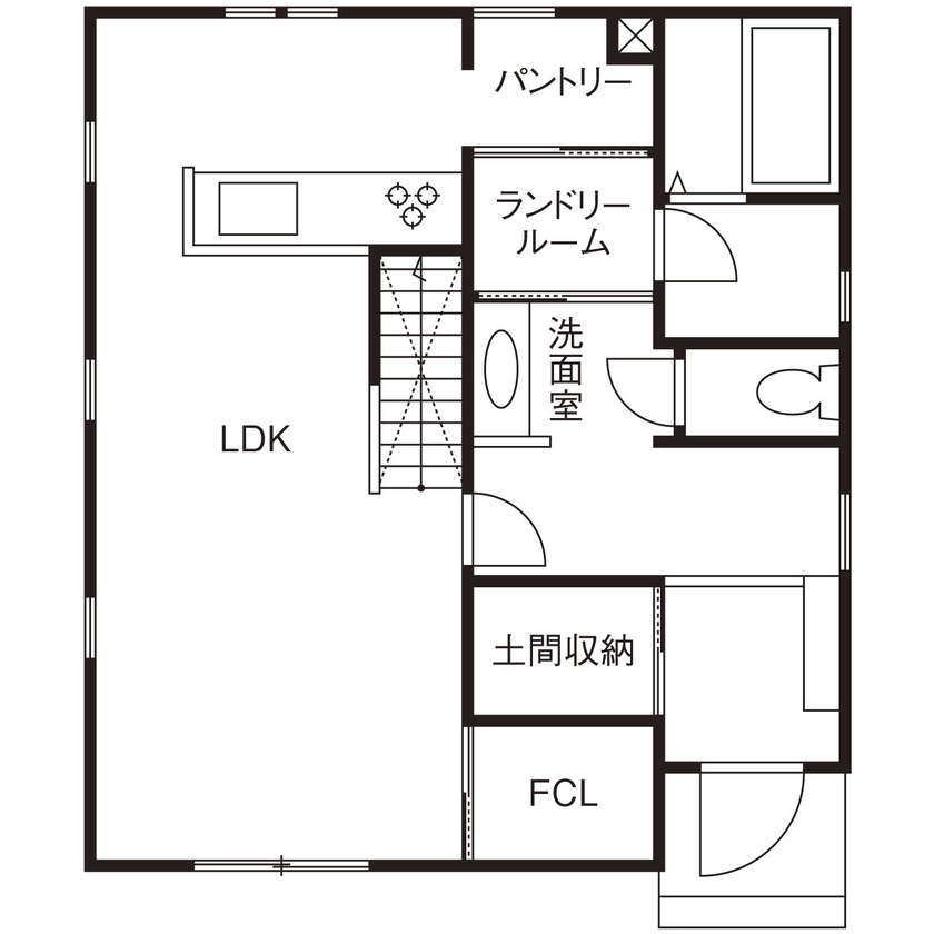 クライツ 【滋賀県／1900万円】一人一部屋のゲーミングスペースとカフェコーナー。おうち時間が充実する住まいの間取り図（3LDK+Family Space）1階