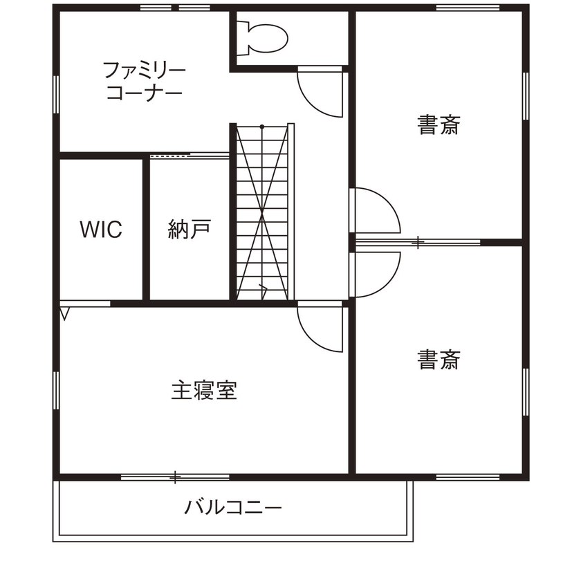 クライツ 【滋賀県／1900万円】一人一部屋のゲーミングスペースとカフェコーナー。おうち時間が充実する住まいの間取り図（3LDK+Family Space）2階