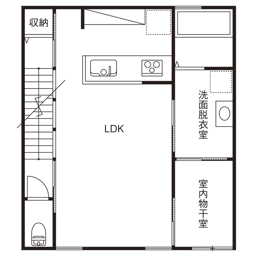 クライツ 【滋賀県｜3000万円台｜3階建｜間取り】20坪台の土地でも二世帯（5人家族）がのびのびと暮らせる家の間取り図（３LDK＋納戸＋WCL）２階