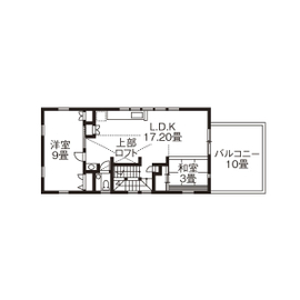 リブート 【葉山町｜2階リビング｜2LDK｜土間】緑を楽しみながら家事を楽しむ 無垢材の香りがする住まいの間取り図（2LDK）2階