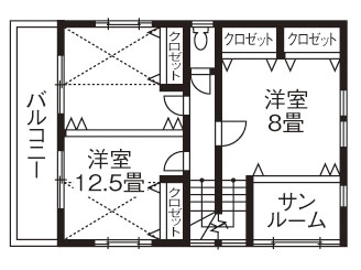 リブート 【秦野市｜4人家族｜3LDK】天窓や小上がりとワクワクいっぱい キッチンに家族が集まる住まいの間取り図（3LDK）2階