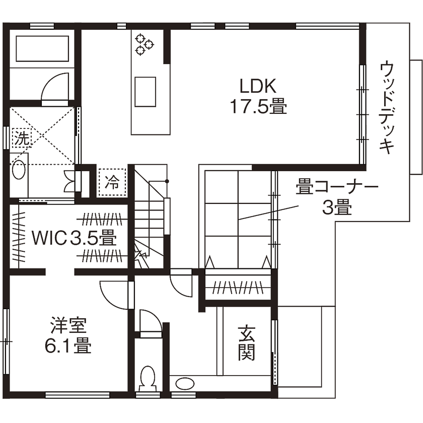 リブート 【横浜市｜子ども3人｜2LDK｜太陽光パネル】壁一面の本棚が圧巻。木の香り溢れ遊び心のあるエコハウスの間取り図（2LDK）1階