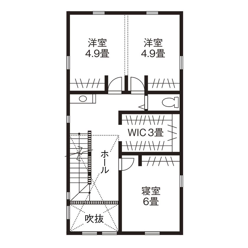 リブート 【綾瀬市｜2LDK+S｜4人家族】ヌックやパントリー、造作家具まで！家事ラクにとことんこだわった木の住まいの間取り図（2LDK＋S）2階