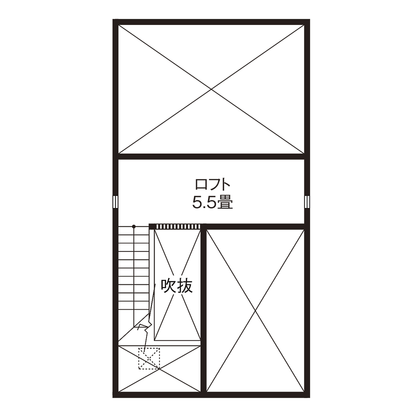 リブート 【綾瀬市｜2LDK+S｜4人家族】ヌックやパントリー、造作家具まで！家事ラクにとことんこだわった木の住まいの間取り図（2LDK＋S）ロフト