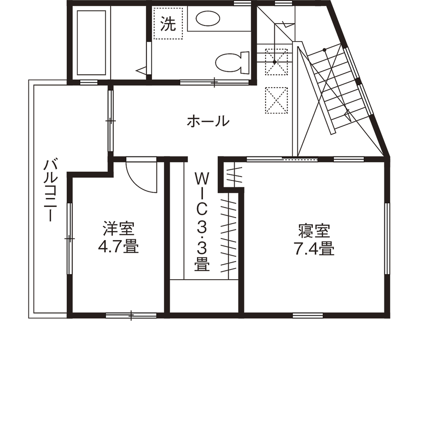 リブート 【町田市│4DK＋ロフト│自然素材】１階と２階で異なる世界感を描き、理想をカタチにした音楽室のある家の間取り図（4DK）2階