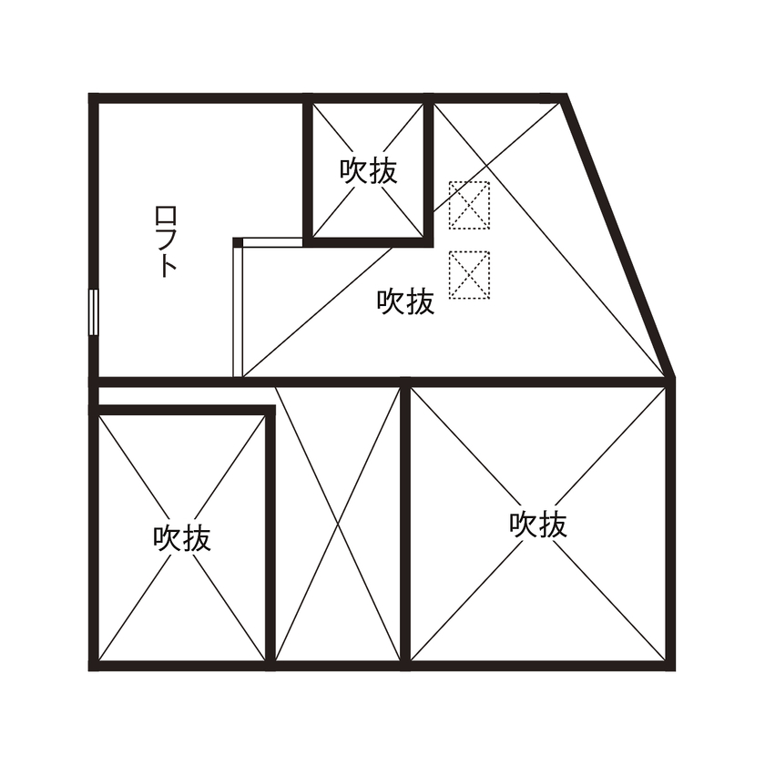 リブート 【町田市│4DK＋ロフト│自然素材】１階と２階で異なる世界感を描き、理想をカタチにした音楽室のある家の間取り図（4DK）ロフト