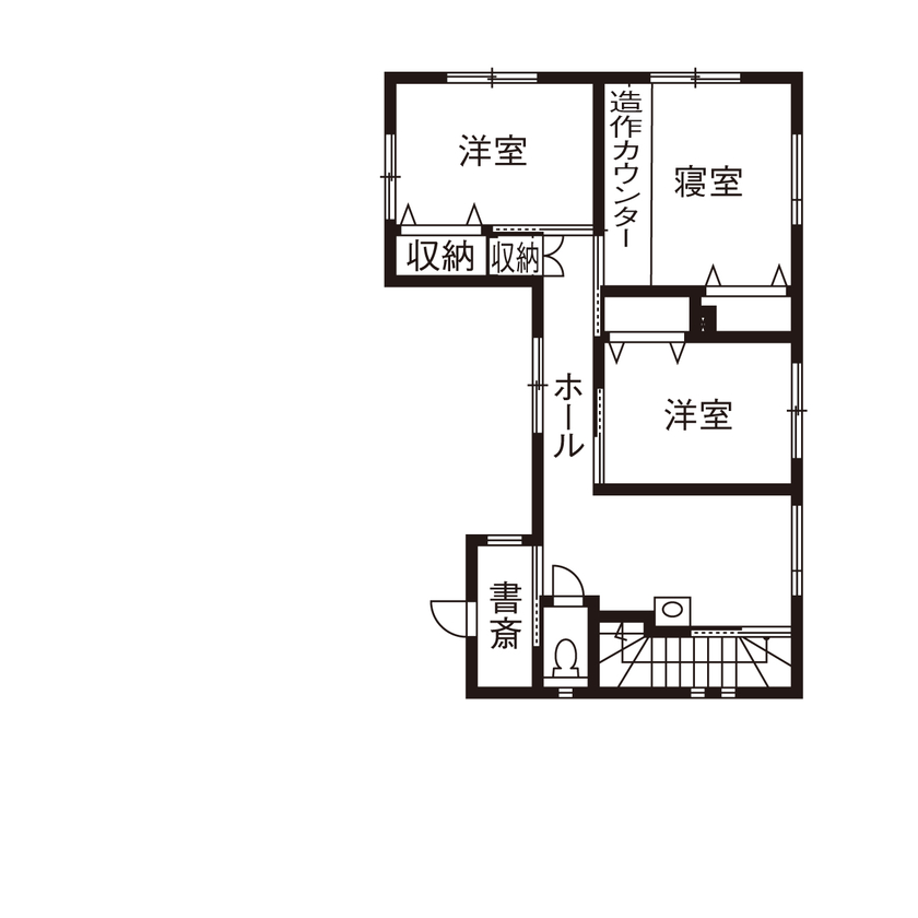 デキノヤホーム 【3000万円台/4LDK+中庭/ガレージ】バーベキューを楽しむなどライフスタイルが広がる中庭のある住まいの間取り図（4LDK）2階