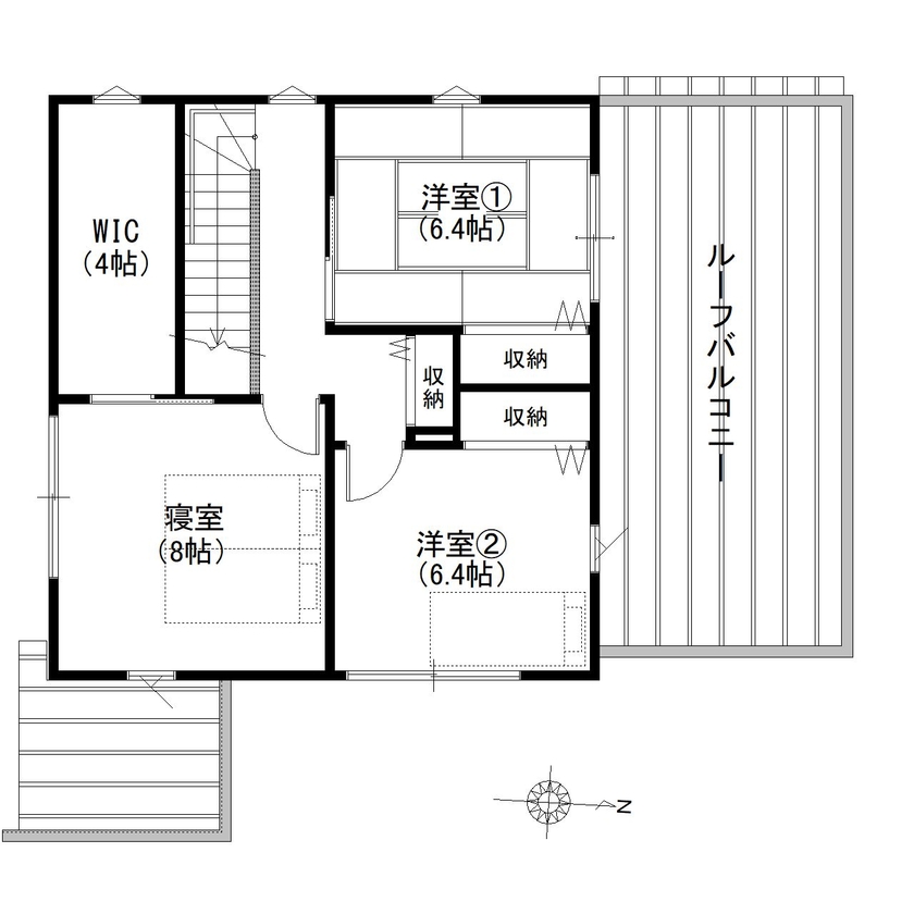 デキノヤホーム 【2,000万円台後半/高岡市/40.2坪/4SLDK/間取り図有】　 無垢Styleの間取り図（4LDK）2階
