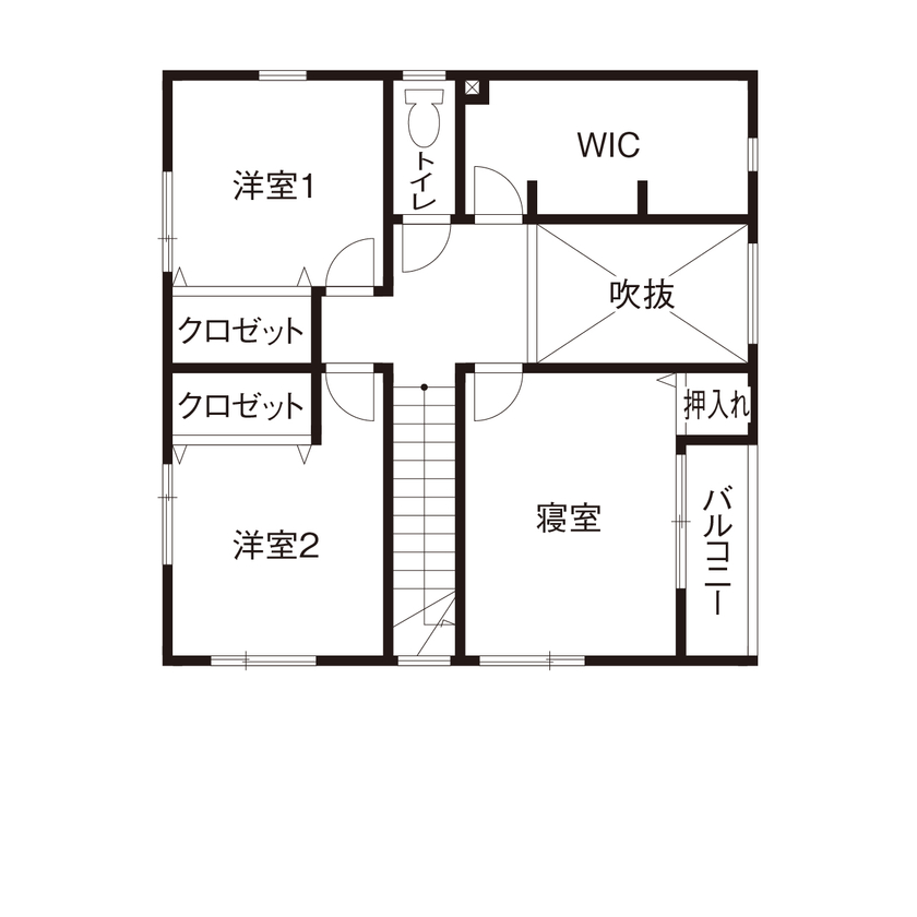 セルコホーム福岡西・宗像（福岡住宅） 回遊できるアイランドキッチンで家事動線がスムーズになる家づくりの間取り図（4LDK）2階