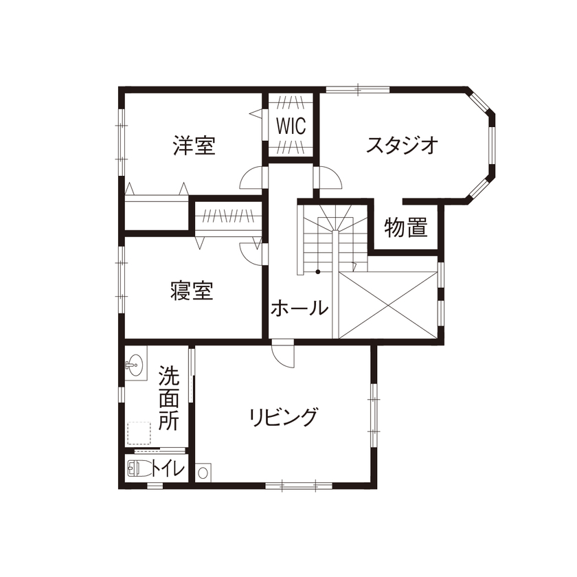 セルコホーム福岡西・宗像（福岡住宅） 音楽スタジオもある二世帯住宅、ほどよい距離感と心地よさに笑顔が広がるの間取り図（5K以上）2階