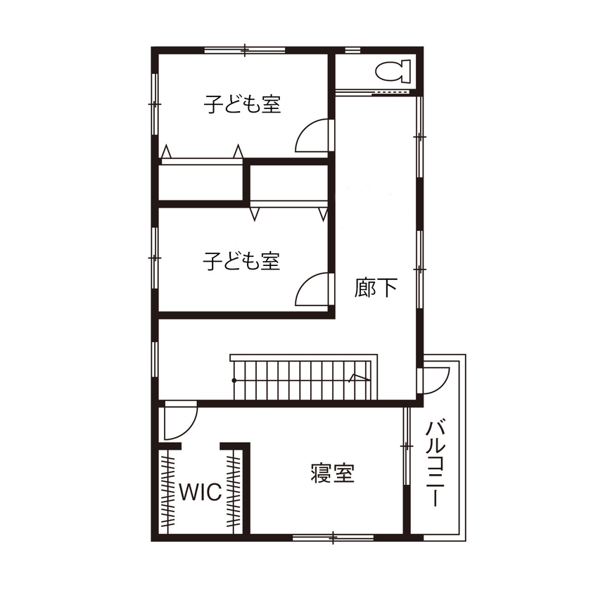 エスクリエイト　 【岸和田/2000万円台/33坪/間取り図】「IELAB」ピットリビングにスリット階段、耐震と断熱のZEH仕様のお家の間取り図（3LDK）2階