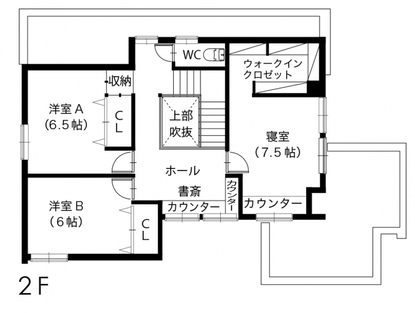 バリューホーム 《UA値0.25以下》末永く快適な暮らしを目指した、真冬を温もりで満たす家の間取り図null２階