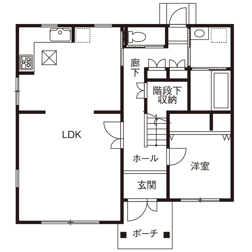 山栄ホーム　リゾートな家　(重量木骨の家) 【城陽市/3000万円台/耐震住宅/図面あり】伝統が息づくアーリーアメリカンな家。若い夫婦の夢をかたちにの間取り図（4LDK）1階