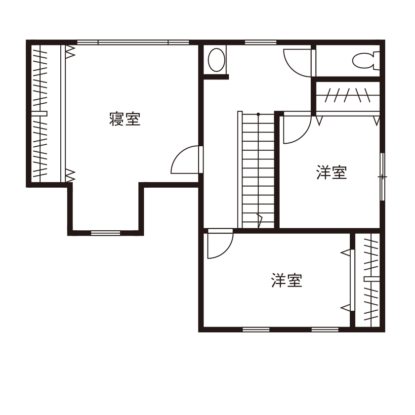 山栄ホーム　リゾートな家　(重量木骨の家) 【城陽市/3000万円台/耐震住宅/図面あり】伝統が息づくアーリーアメリカンな家。若い夫婦の夢をかたちにの間取り図（4LDK）2階