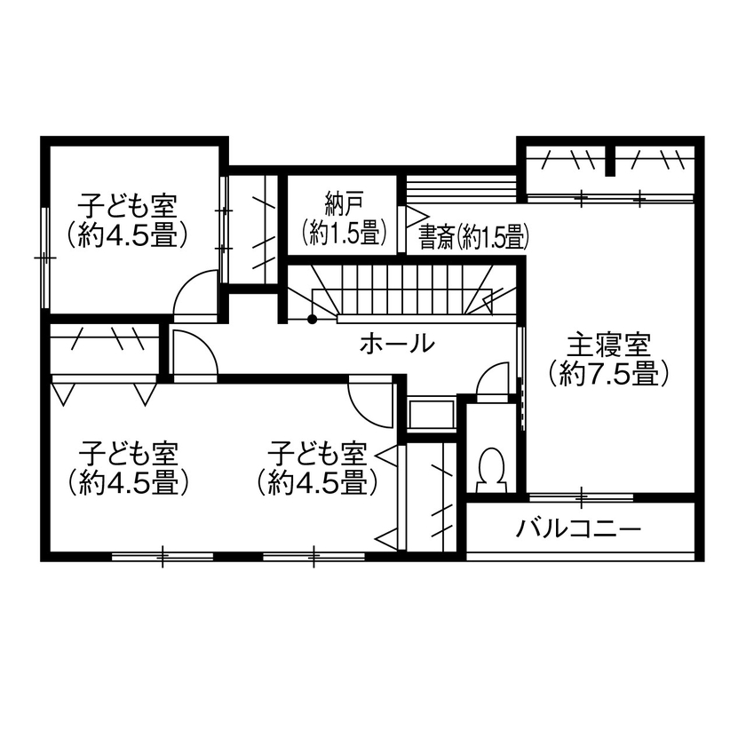 渡辺建設（パナソニックビルダーズグループ） 【裾野市／スタイリッシュ／快適動線】こだわりのインテリアが映える、自慢の家の間取り図（３LDK＋S＋サンルーム）2階