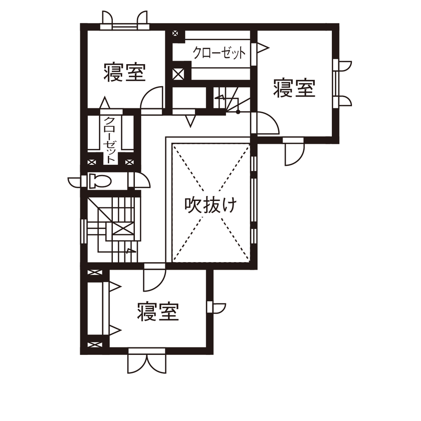 三井ホーム 【30坪台/間取り図有/吹き抜け】色や質感にこだわったインテリアで、上質なくつろぎの空間を叶えた家の間取り図（3LDK）2階