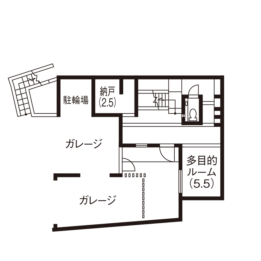 三井ホーム 【50坪台/間取り図有/ビルトインガレージ】窓からの光と緑が室内に溢れ、全館空調で家中がいつも快適の間取り図（4LDK）地階