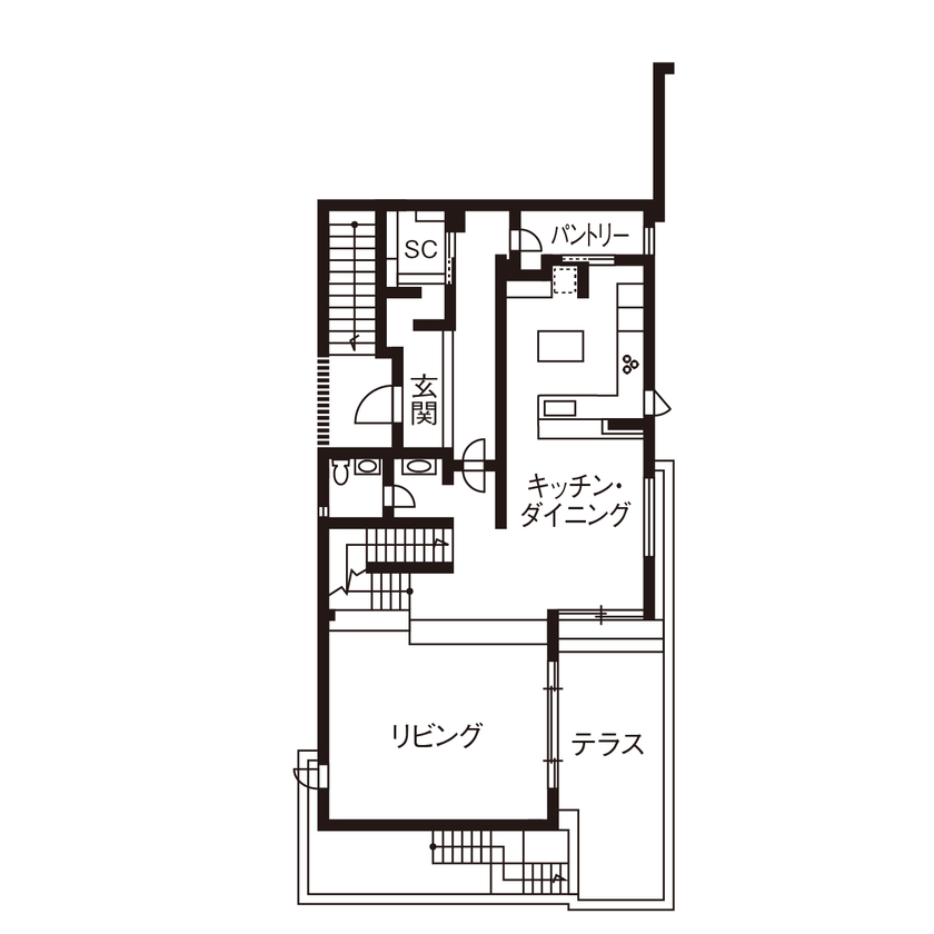 三井ホーム 【地下付き/間取り図有/ビルトインガレージ】木やタイルにこだわり、引き算の美学で住まいをデザインの間取り図（5LDK）1階