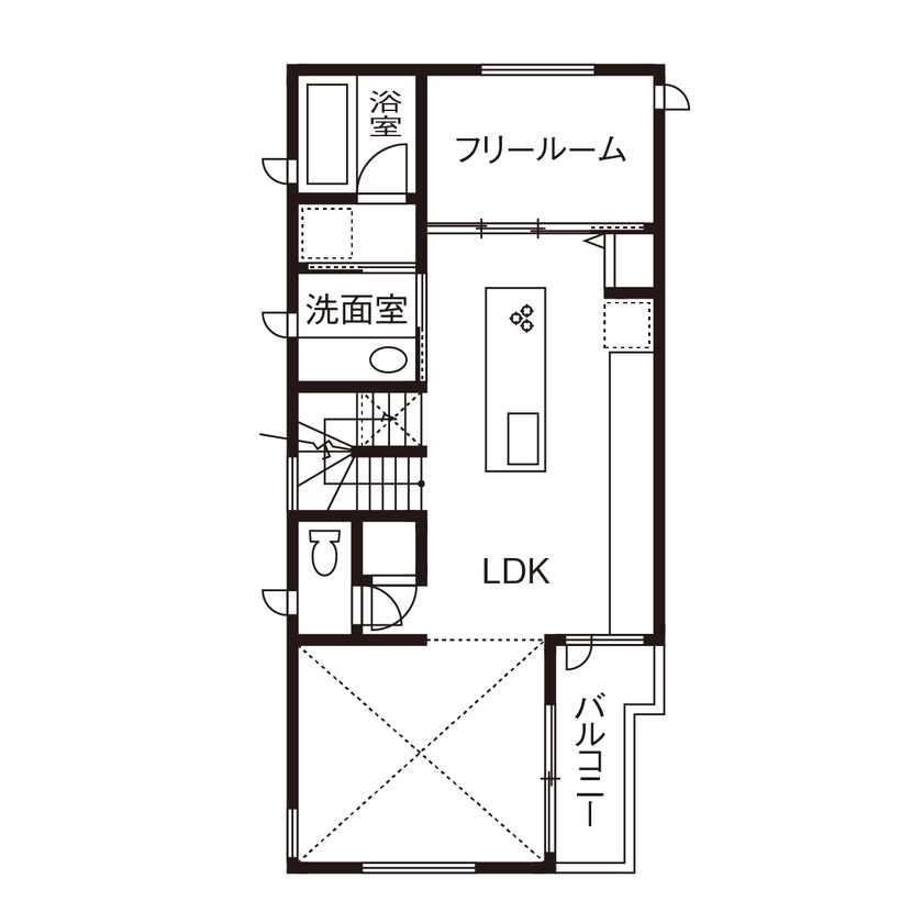 三井ホーム 【30坪台/間取り図有/２階リビング】シンプルで上質だから居心地がいい、オープン設計で快適に暮らすの間取り図（4LDK）2階