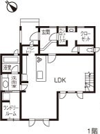 三井ホーム 【４LDK/間取り図有/30坪台】美術館のようにスタイリッシュで、大きな吹き抜けのある家の間取り図（4LDK）１階