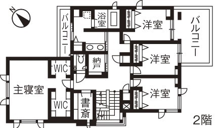 三井ホーム 【屋上バルコニー/間取り図有/５LDK】豊かな質感に包まれた上質な住まいの間取り図（5K以上）２階