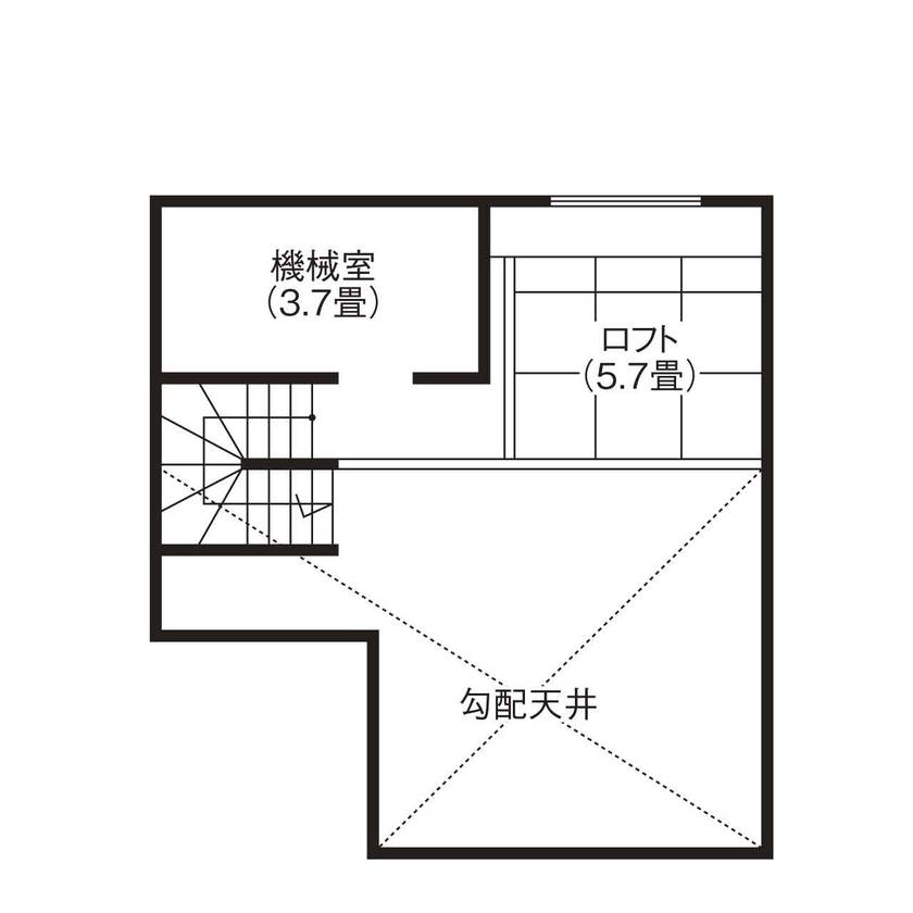 デザオ建設 【京都｜狭小｜30坪台｜2000万円台｜間取り図有】窓際ステップをベンチや引き出し収納として活用の間取り図（３LDK+ロフト）ロフト