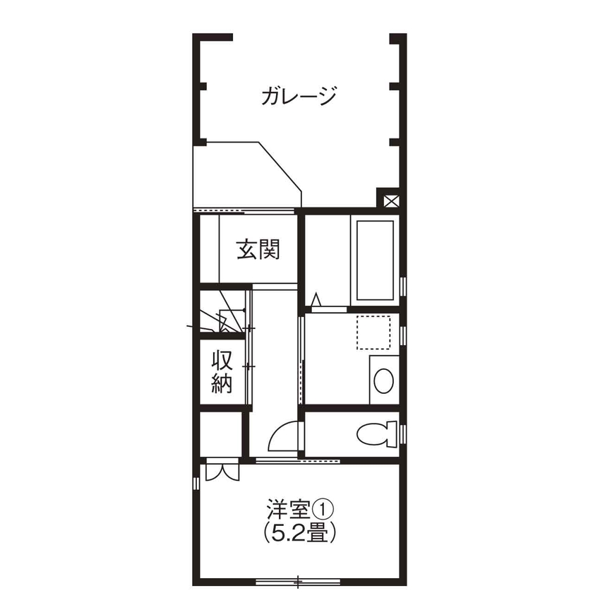 デザオ建設 【京都｜狭小｜30坪台｜2000万円台｜間取り】外観シック、室内イタリアンモダン。エリア限定で土地から計画の間取り図（３LDK）１階