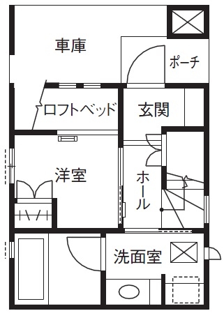 バウハウス（一級建築士事務所） 【1600万円】1000万円台の狭小地対応型住宅　15坪の「ピッコロハウス」で夢を実現の間取り図（3LDK）1階