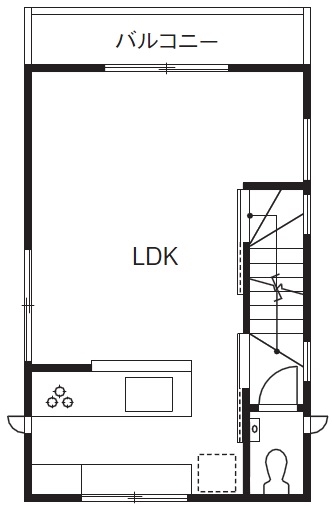 バウハウス（一級建築士事務所） 【1600万円】1000万円台の狭小地対応型住宅　15坪の「ピッコロハウス」で夢を実現の間取り図（3LDK）2階