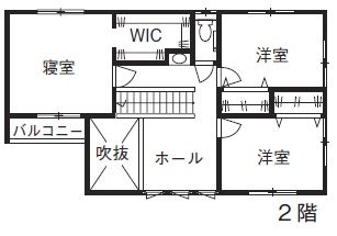 和奏建設〔わかなけんせつ〕 空間の繋がりで、家族の笑顔も、暖かさも叶えた外張り断熱の家の間取り図（4LDK）2階