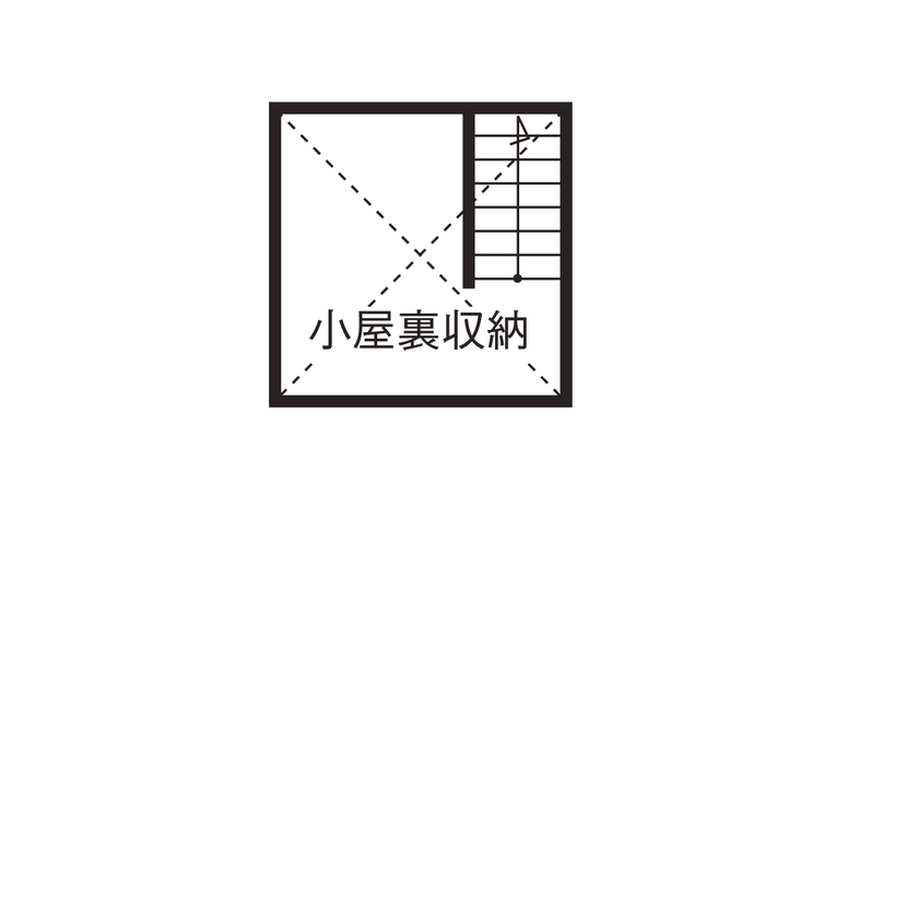 和奏建設〔わかなけんせつ〕 中2階やデッキが暮らしを彩る！外張り断熱で快適＆省エネの家の間取り図（4LDK）小屋裏