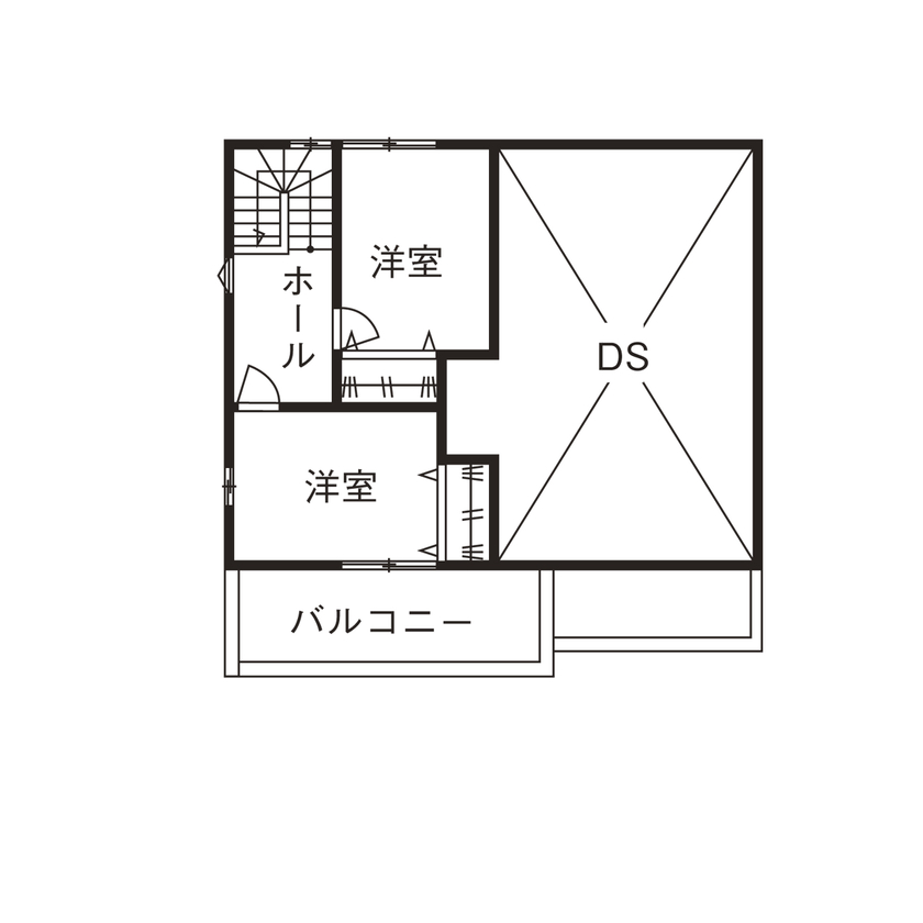 和奏建設〔わかなけんせつ〕 冷暖房1台で快適な外張り断熱。要望が詰まった平屋ベースの家の間取り図（4LDK）2階