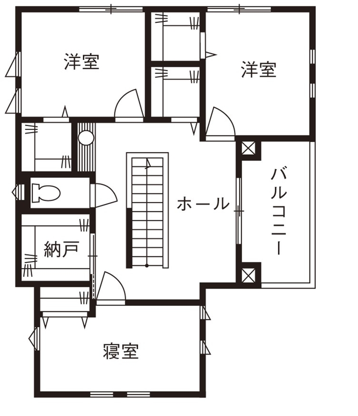 和奏建設〔わかなけんせつ〕 南仏テイストの可愛らしいデザインと快適な外張り断熱の家の間取り図（4LDK）2階