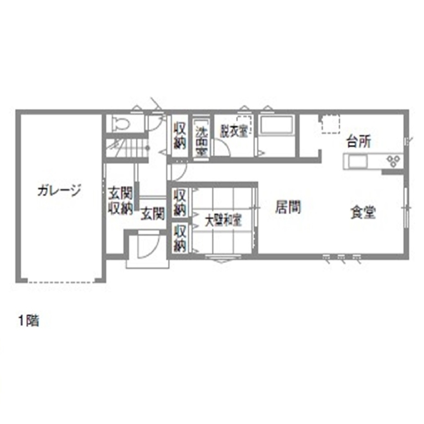 和奏建設〔わかなけんせつ〕 親切で親身な、温かな対応が決め手。季節を問わず快適なガレージハウスの間取り図（4LDK）1階