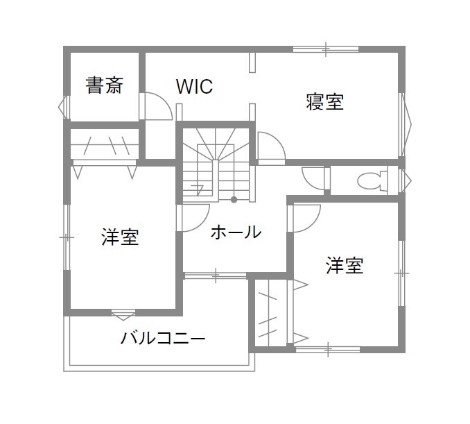 和奏建設〔わかなけんせつ〕 外張り断熱や耐震性、構造に信頼　希望通りの間取り提案にも大満足！の間取り図（4LLDK+書斎）2階