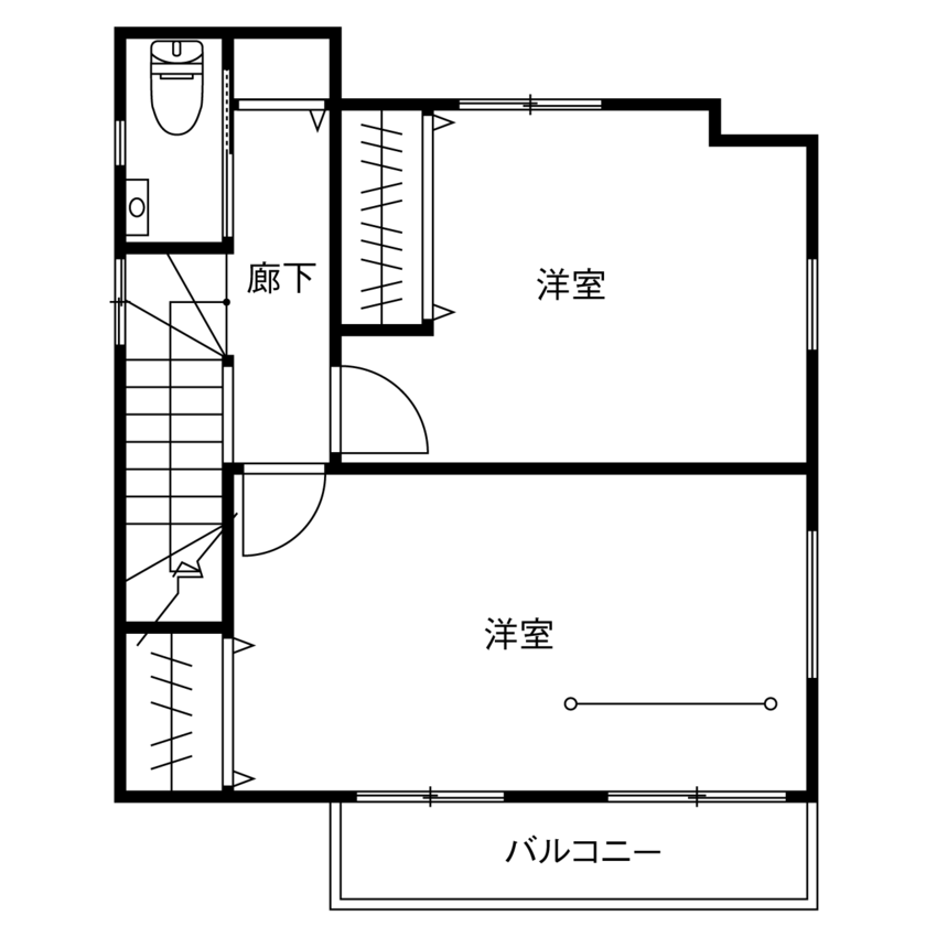 ヤマノ【埼玉県】 【1000万円台／狭小地／家事動線／間取図有】敷地を有効活用。シンプルモダンのスタイリッシュな家の間取り図（2LDK）2階