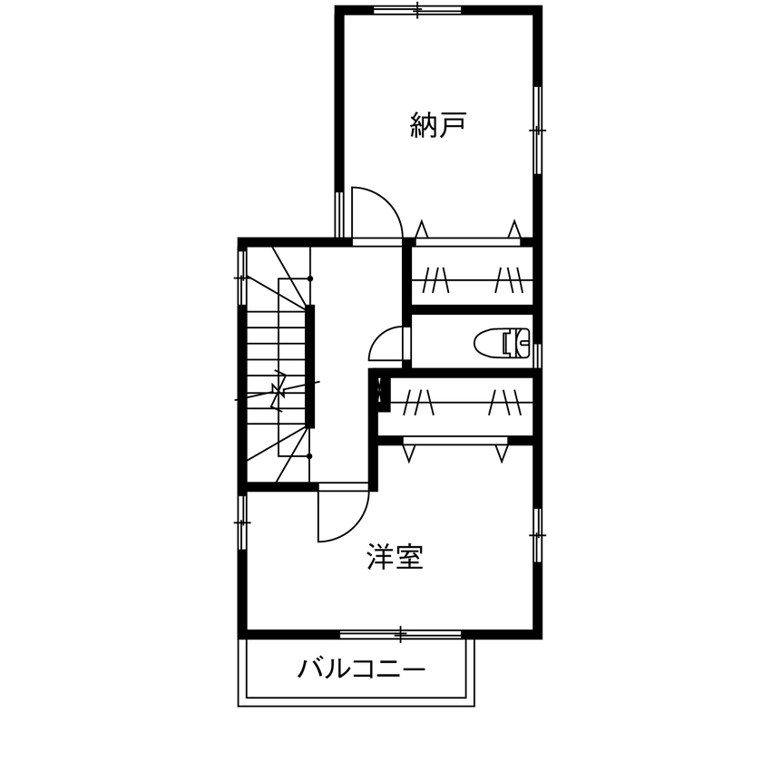 ヤマノ【埼玉県】 【2000万円台／狭小／３階建て／間取図】安心・快適な暮らしを叶える狭小地3階建ての住まいの間取り図（4LDK+納戸+WIC）2階