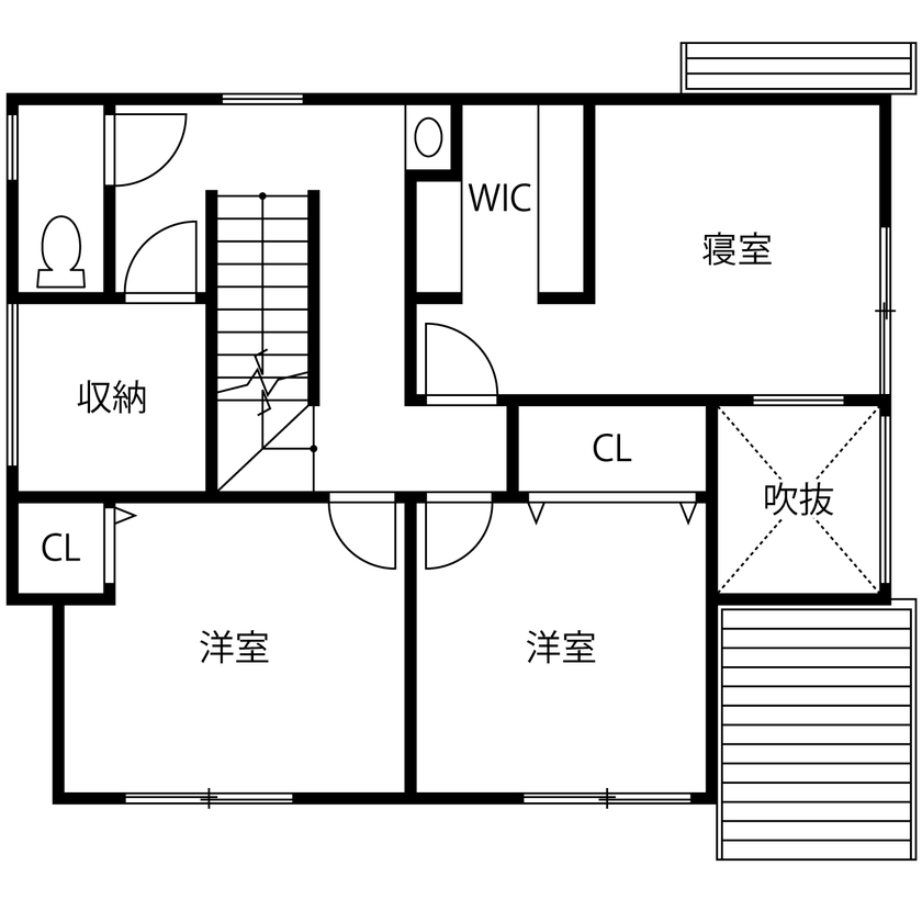 タスク（ユニバーサルホーム半田店） 【2000万円台｜間取り有｜吹抜け】有効面積の限られる旗竿地でも設計の工夫で明るく広々！こだわり満載の家の間取り図（3LDK）2階