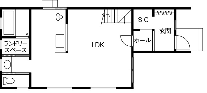 シーキューブ 【敷地20坪台/狭小/間取り】濃いブルー×アイアン カッコよさが光るヴィンテージ風のお家の間取り図（3LDK）1階