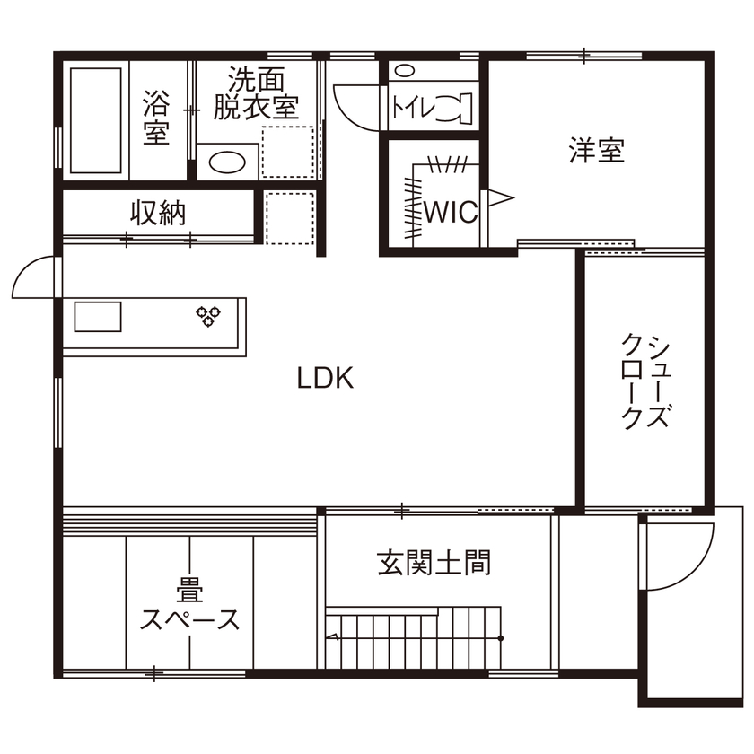Grand Living（グランリビング） 『段欒』【大阪府／2000万円台／2世帯住宅／キッチン・洗面・浴室2か所／浮遊するロフト／間取り図あり】の間取り図（2LDK＋LDK＋ロフト）1階